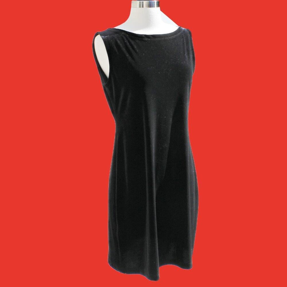 Allen Allen USA Women's Black Velvet Dress Sleeveless Holiday Festive Size M